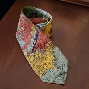Renaissance World Map Planes Handmade  Novelty Tie